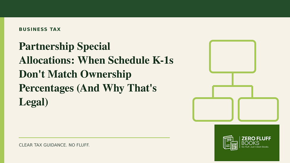 Zero Fluff Books branded cover for Partnership Special Allocations: When Schedule K-1s Don't Match Ownership Percentages (And Why That's Legal)