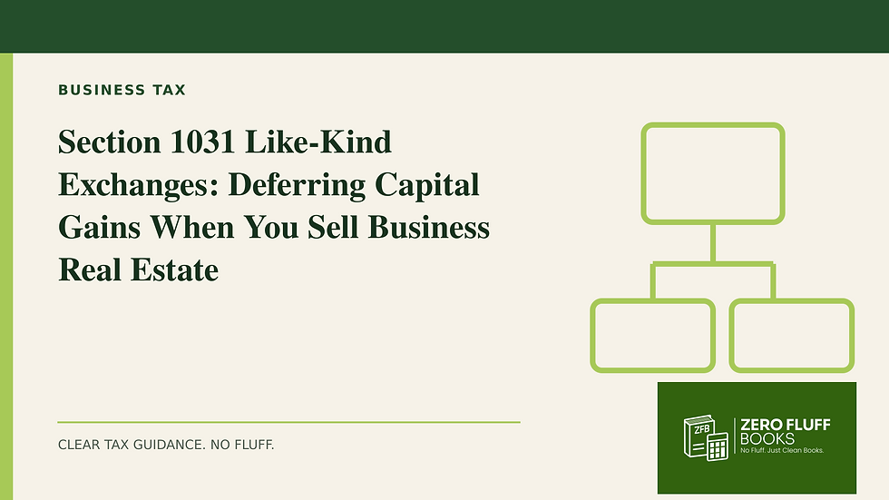 Zero Fluff Books branded cover for Section 1031 Like-Kind Exchanges: Deferring Capital Gains When You Sell Business Real Estate