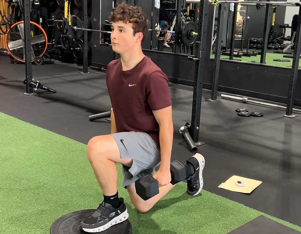 youth athlete performing lunge exercise