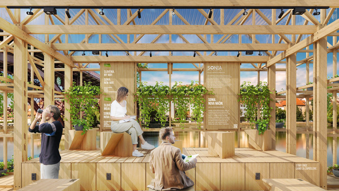Estúdio Roger Trevizan - concurso internacional de arquitetura de um pavilhão efêmero flutuante com madeira natural na eslovênia