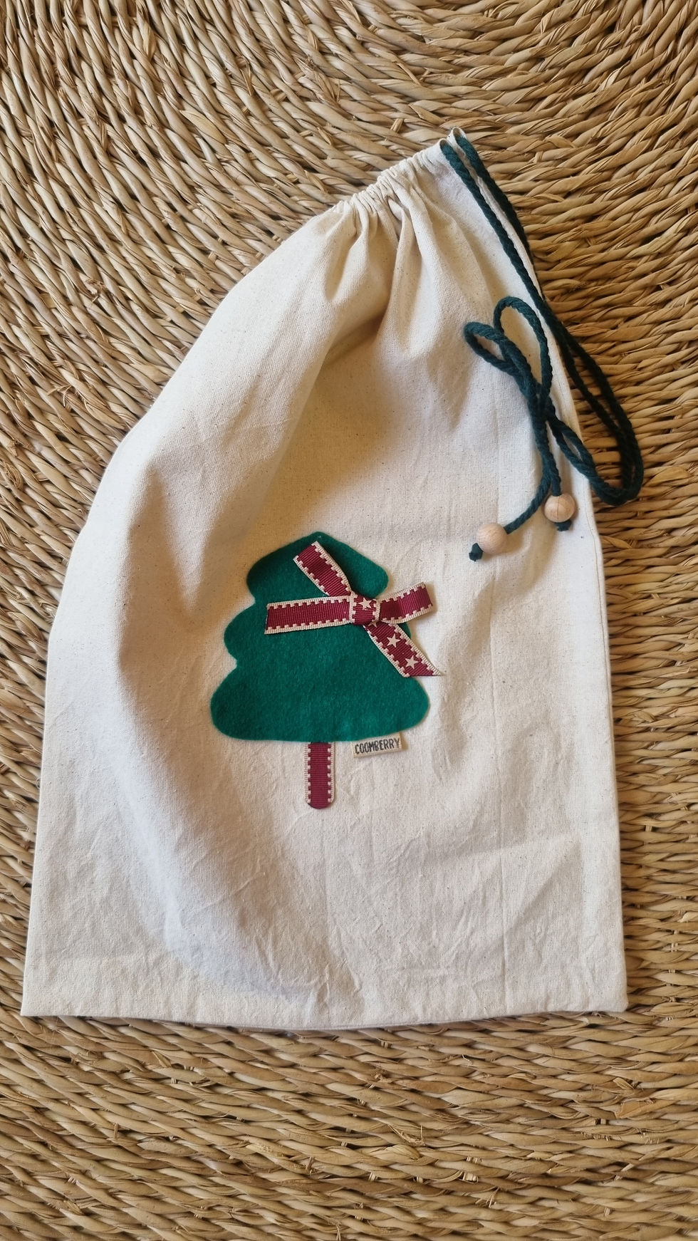 Thumbnail: Fabric Christmas Gift Bag with Drawstring