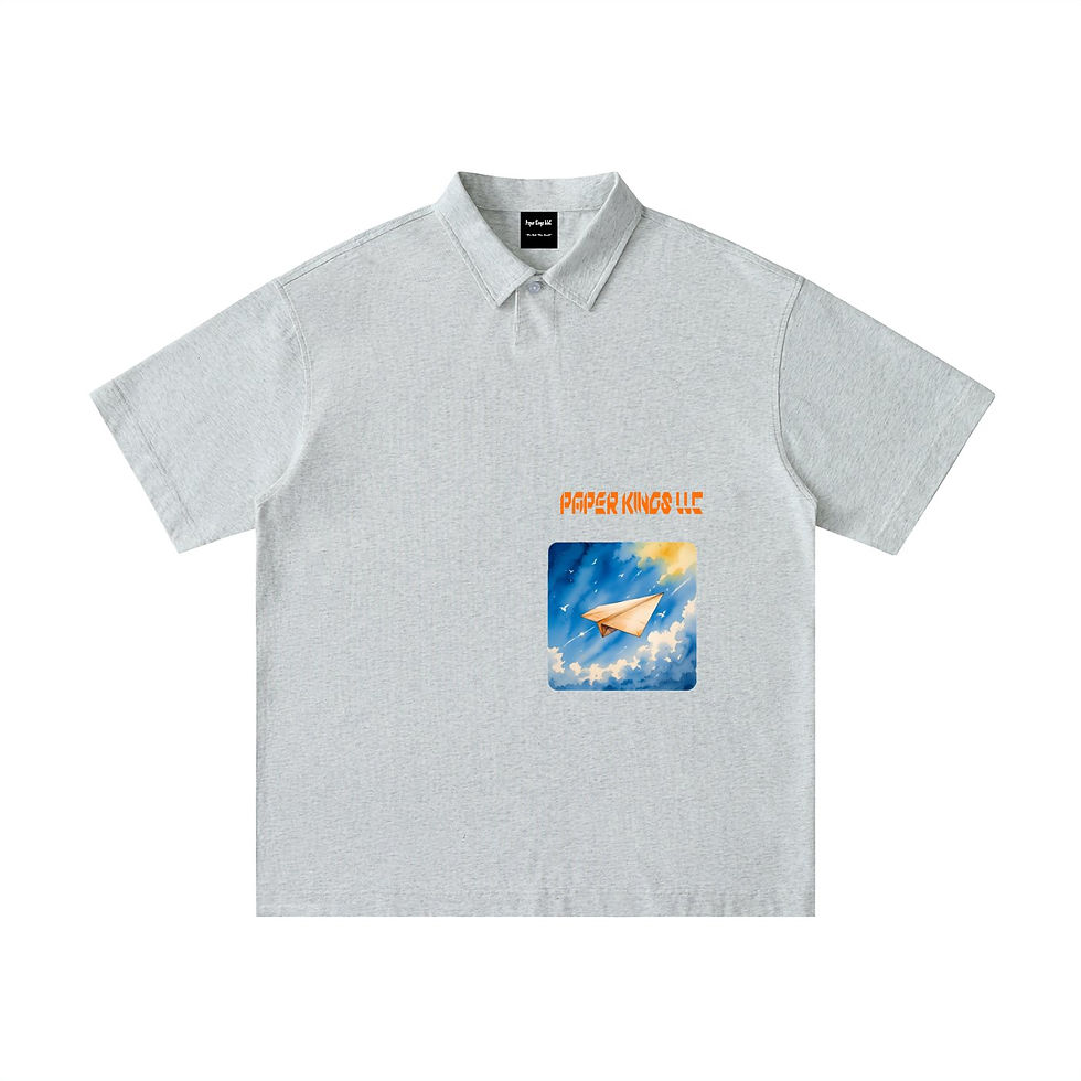 Thumbnail: Loose Cotton Short-Sleeve Polo Shirt, Paper Kings Summer Edition, 100% cotton polo with lapel collar — alternate view 5