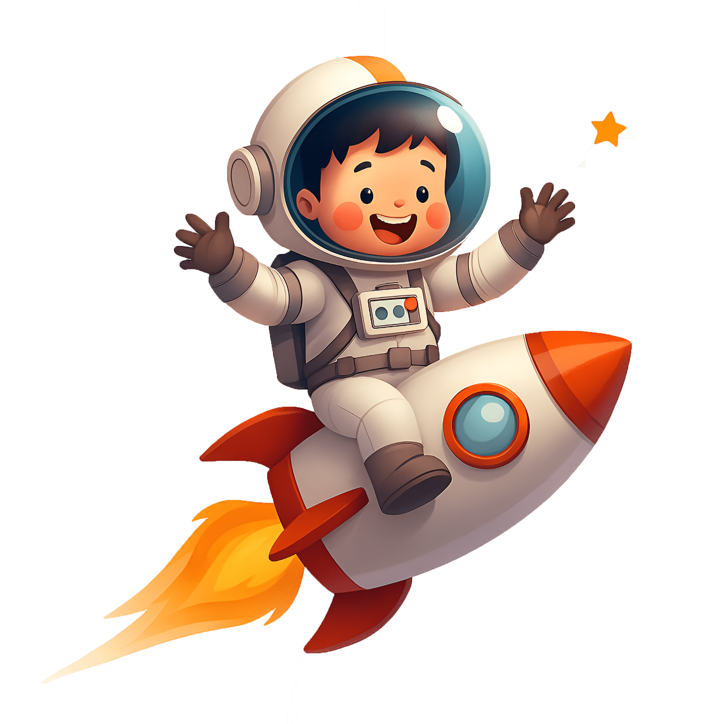 Criança astronauta no foguete