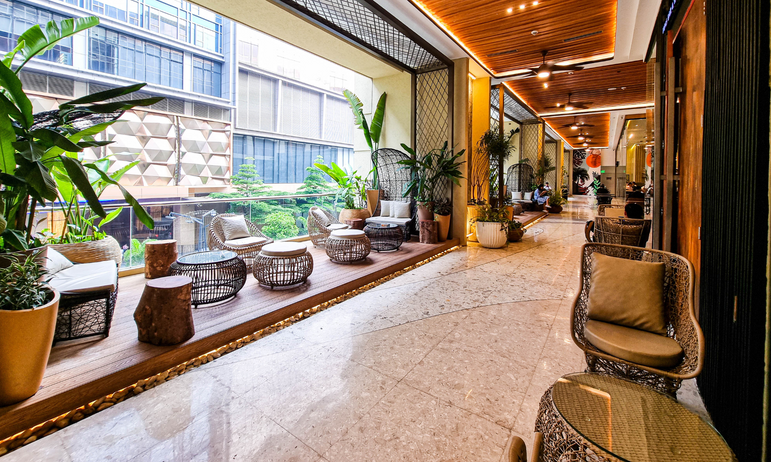 Outdoor patio seating at Rafael's Tapas Bar and Restaurant