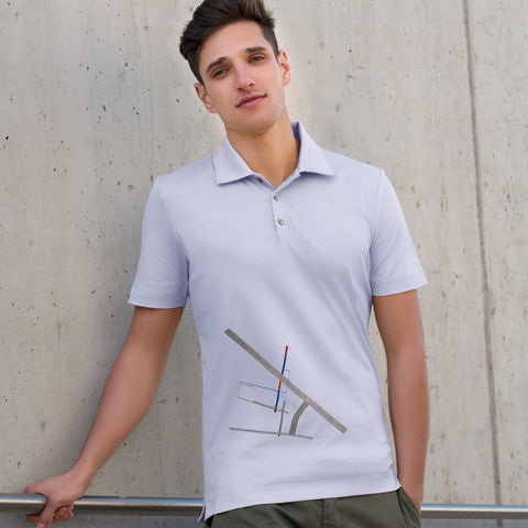 Poloshirt hellblau bestickt mit grafischem Muster