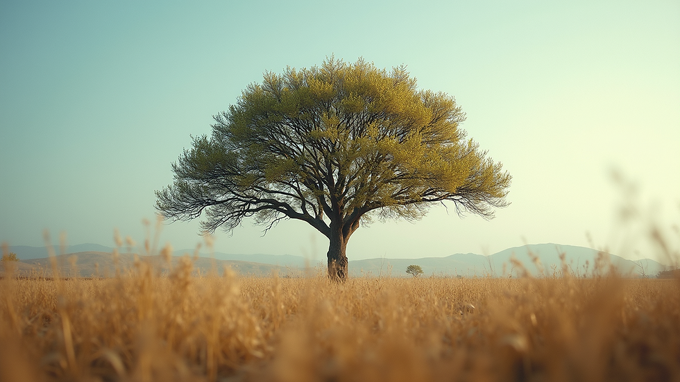 Eye-level view of a kameeldoring tree in a natural landscape
