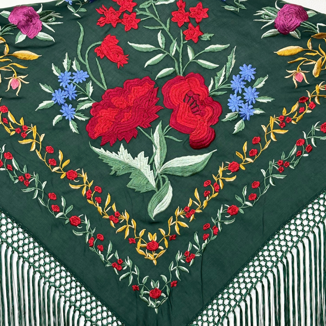 Mantón Bordado Victoria Verde