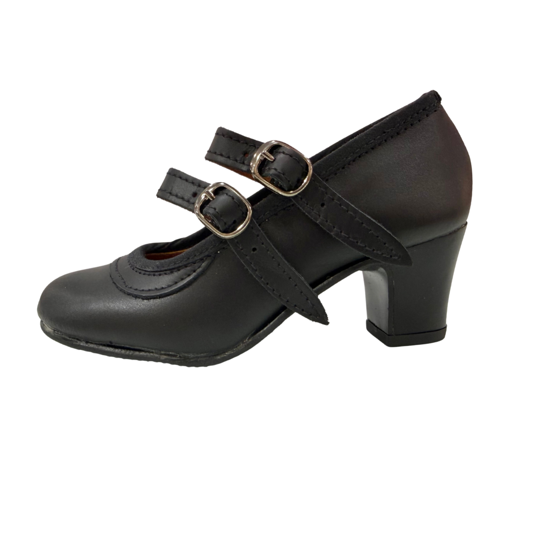 Tacon Doble Hebilla Infantil Box Negro