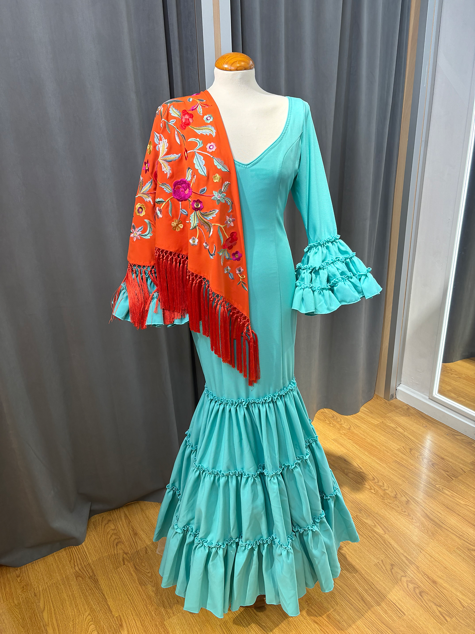 Miniatura: Traje Flamenca Candela  Agua Marina 