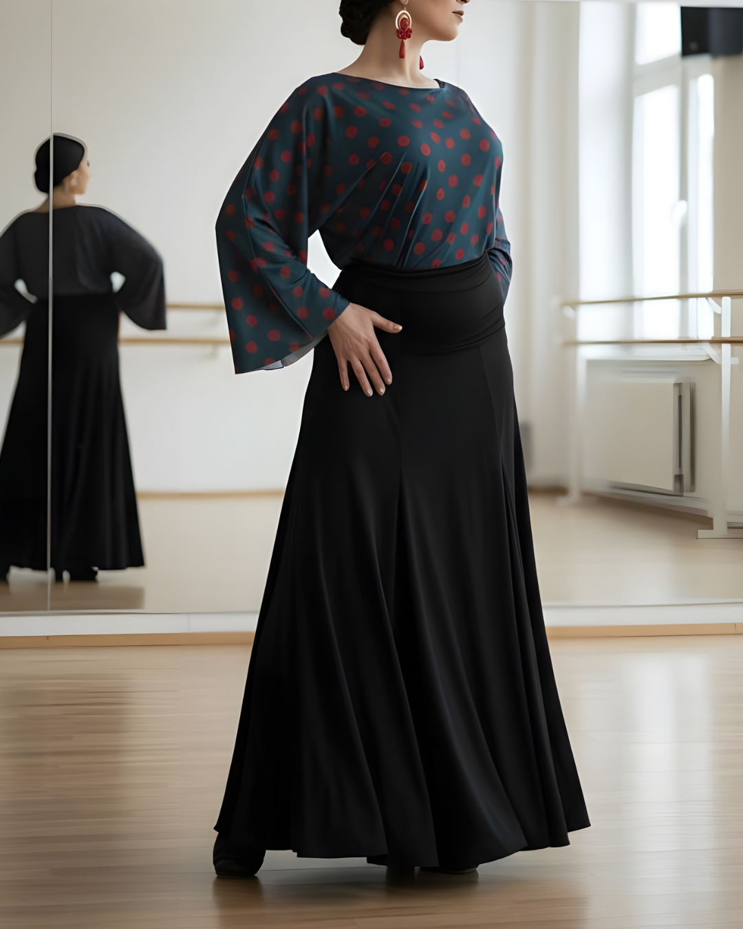 Falda Cala Profesional Adulto Negro "6 Godets"