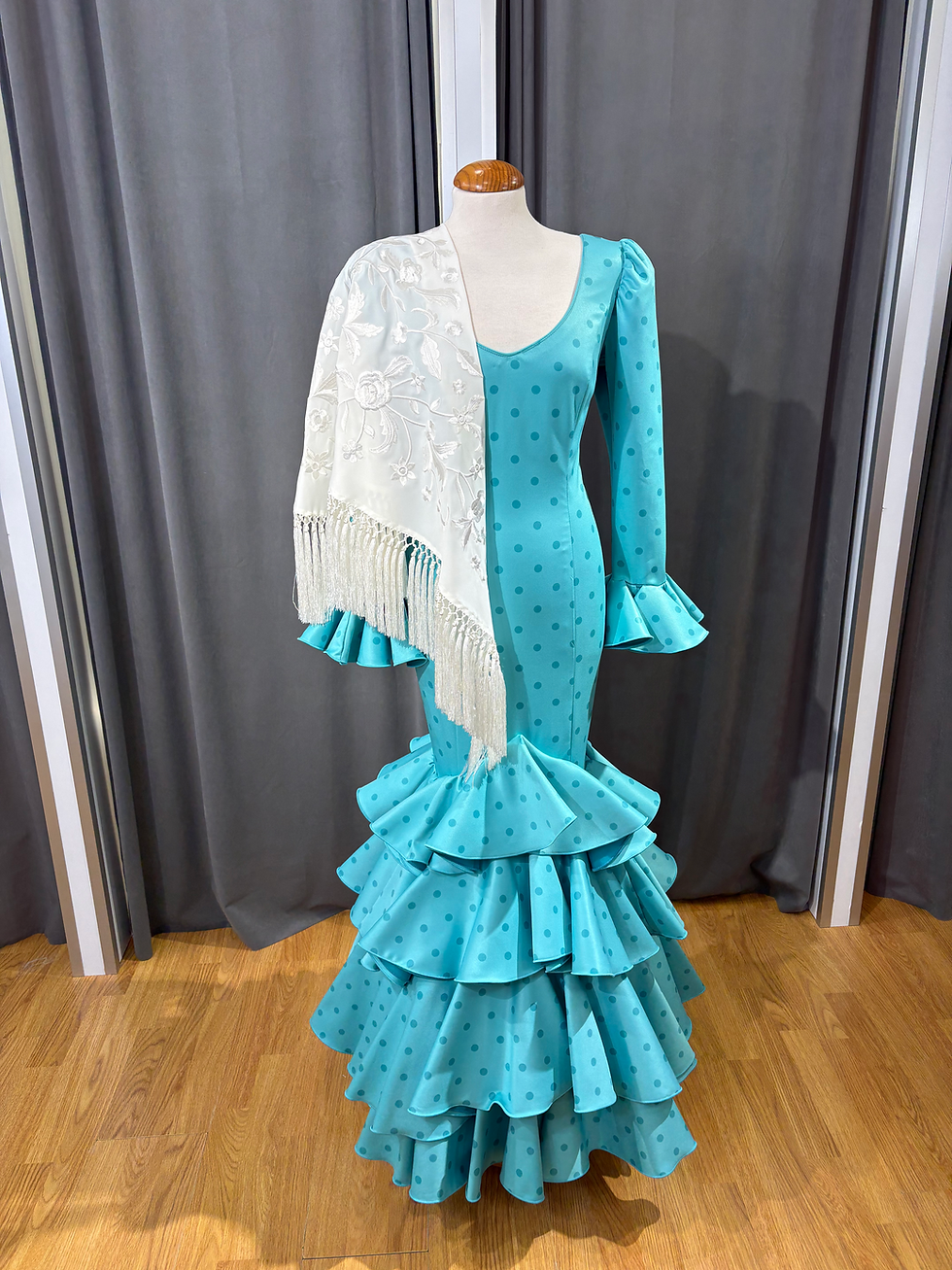 Miniatura: Flamenca Alhambra Bielástico Agua Marina Lunar Verde Agua