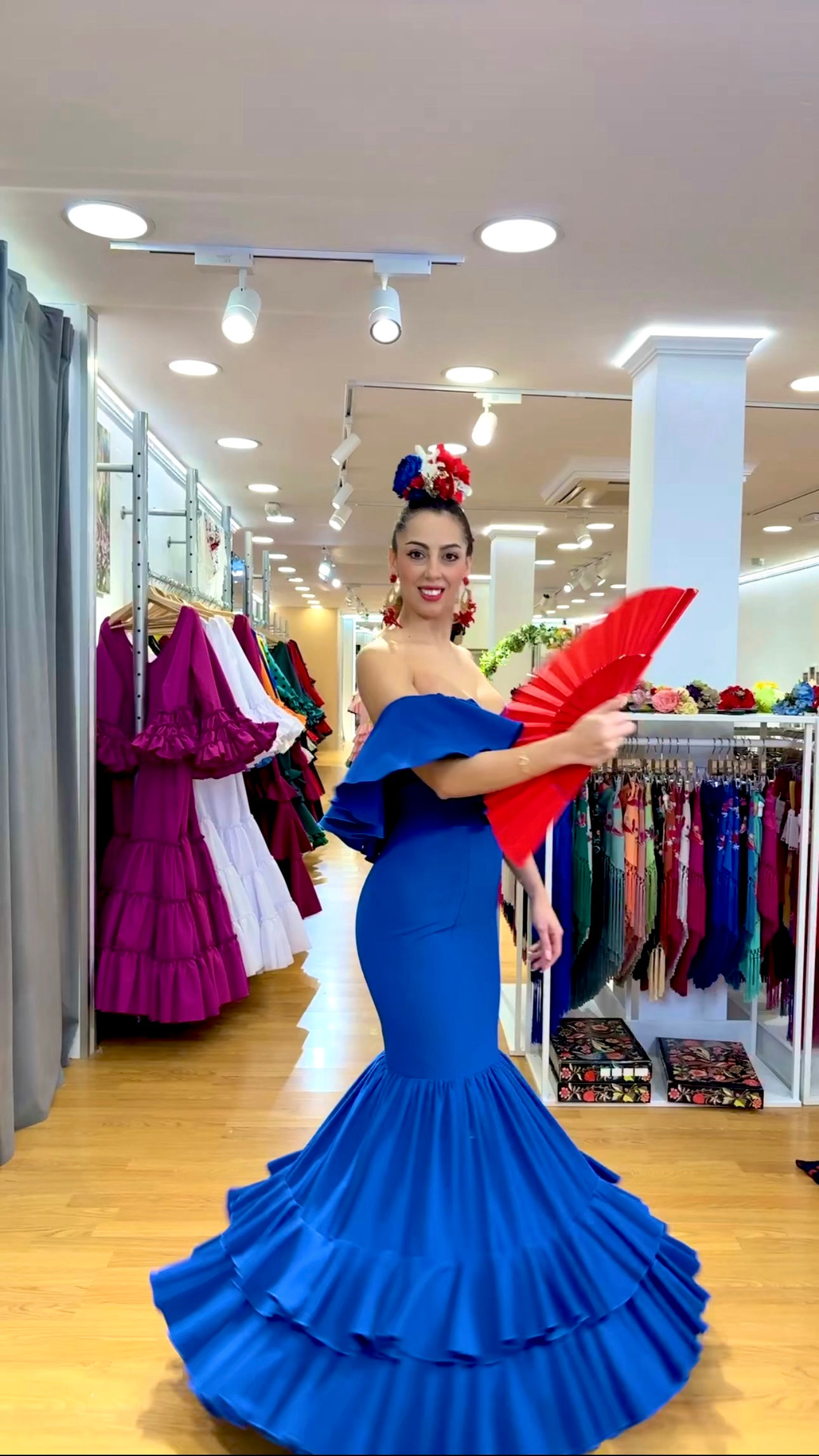 Robe de flamenco Chiclana bleue