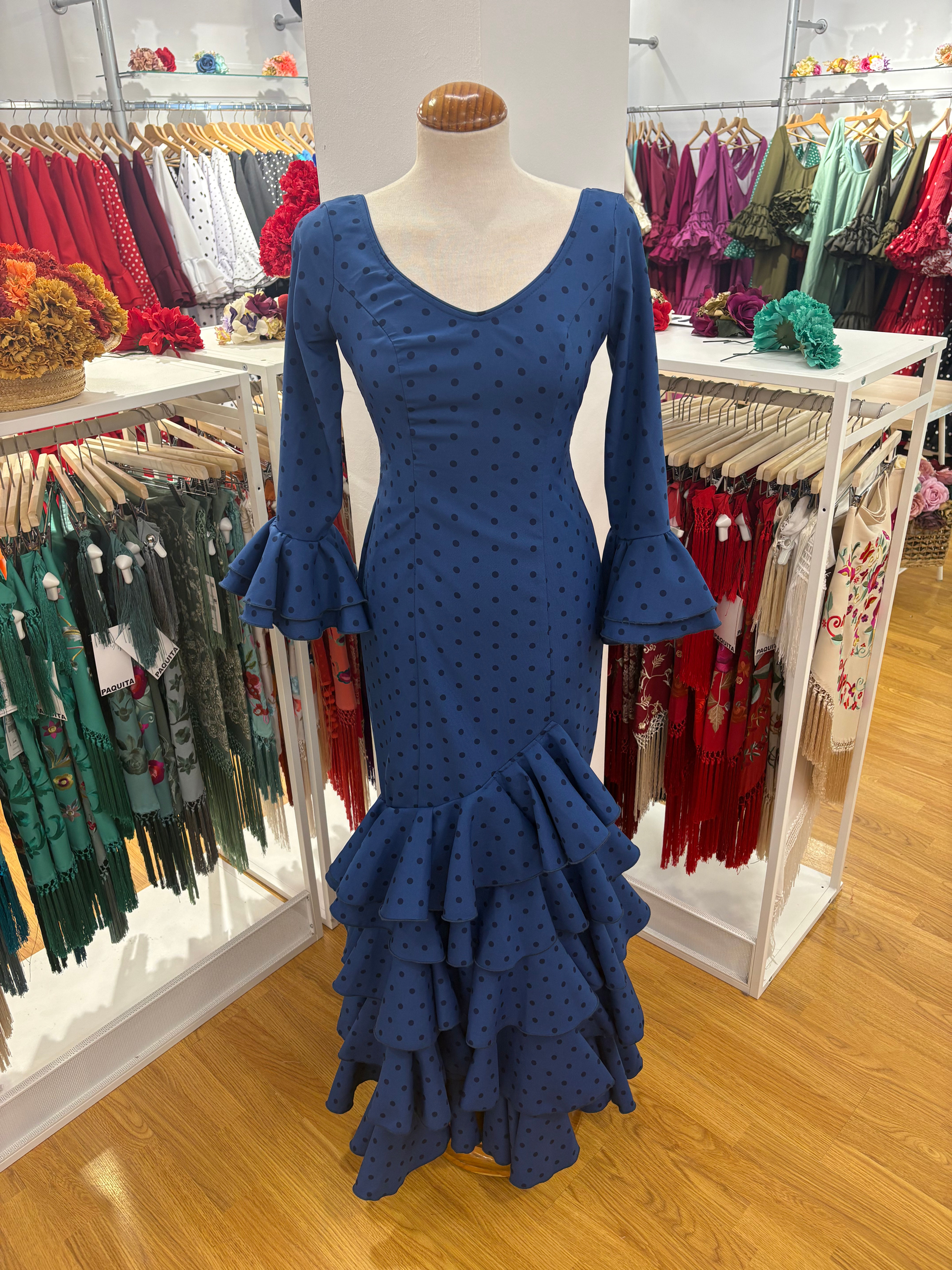 Traje Flamenca Lola Azul Océano lunar Marino 