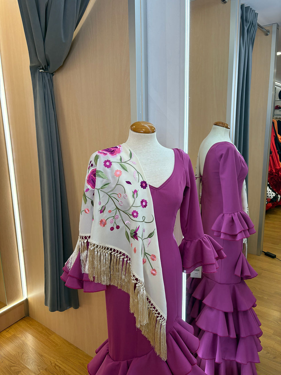 Miniatura: Traje Flamenca Lola Buganvilla  claro 