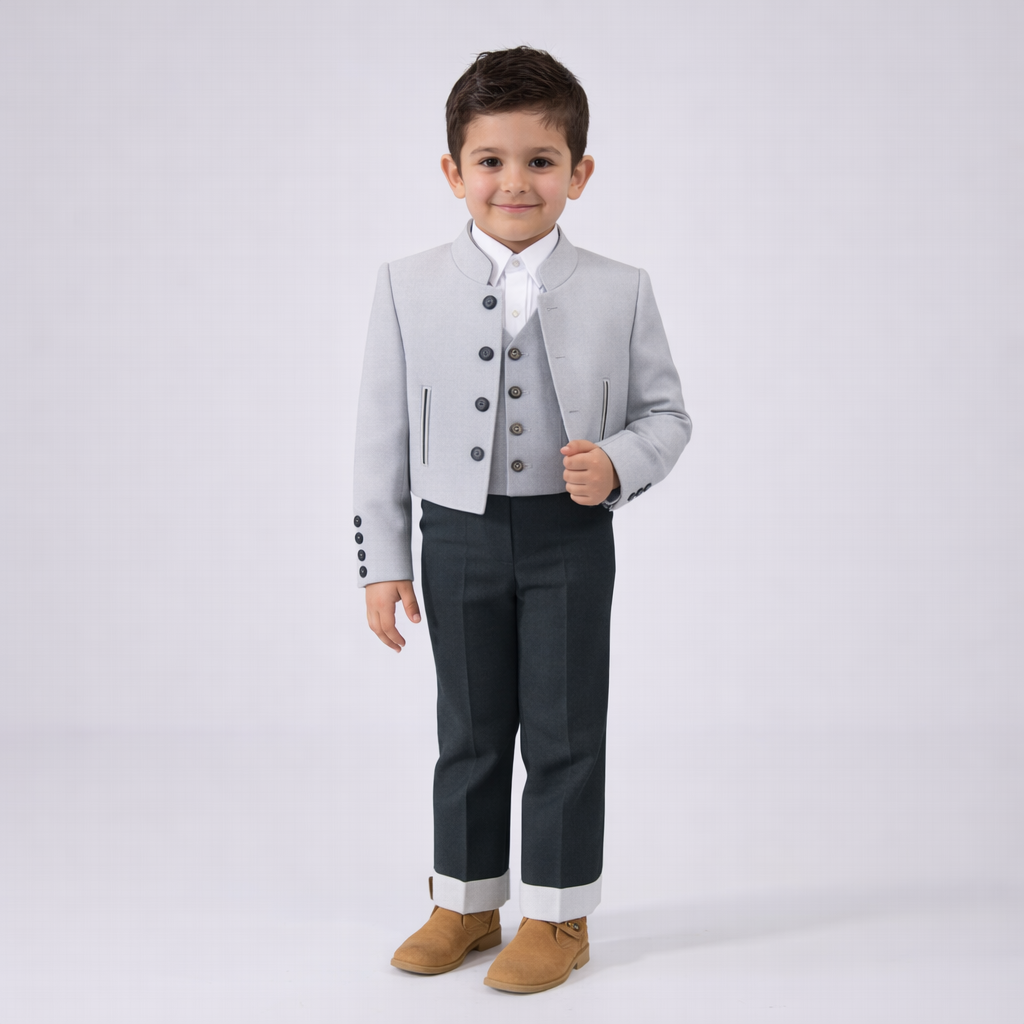 Traje 3Piezas Gris Perla /Gris Marengo