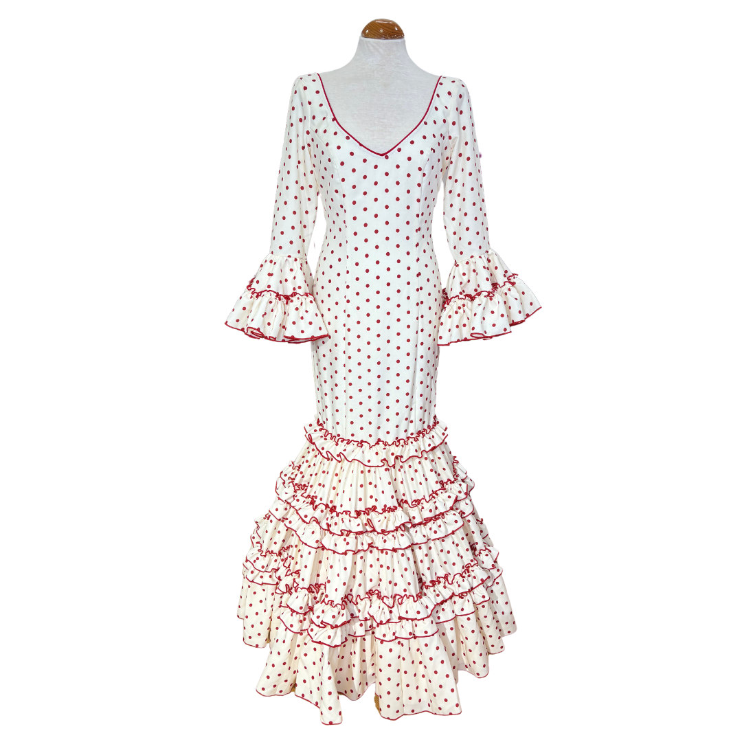 Traje Flamenca Canastero Daniela Beige/ Rojo