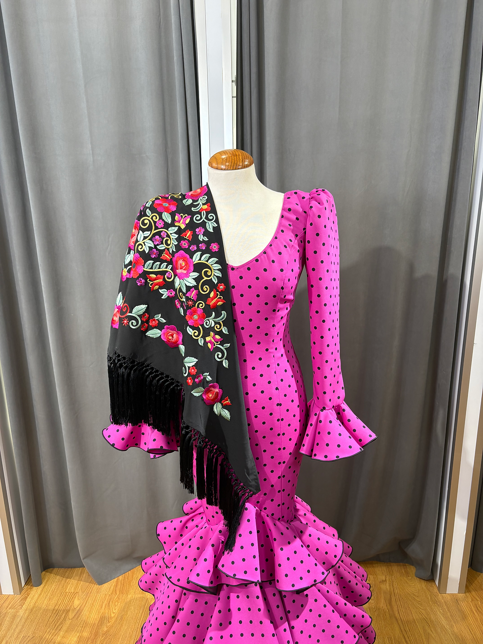 Miniatura: Flamenca Alhambra Bielástico Buganvilla/Negro