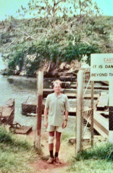 Undersigned in 1995 at Jinja, Uganda, where Lake Victorian pours into the Nile (Source: own photo)