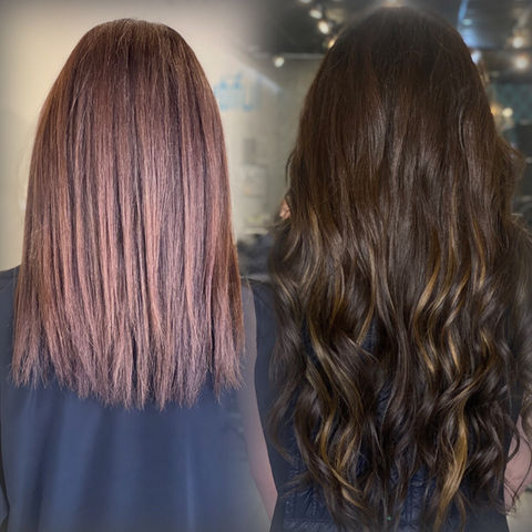 NBR Beaded weft Hair extension transformation-dallas-best expert- 2 rows 20"-volume and length for thinning hair