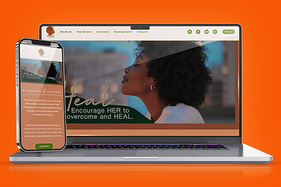 A graphic showing a laptop and mobile phone both screens mocked up with a website.