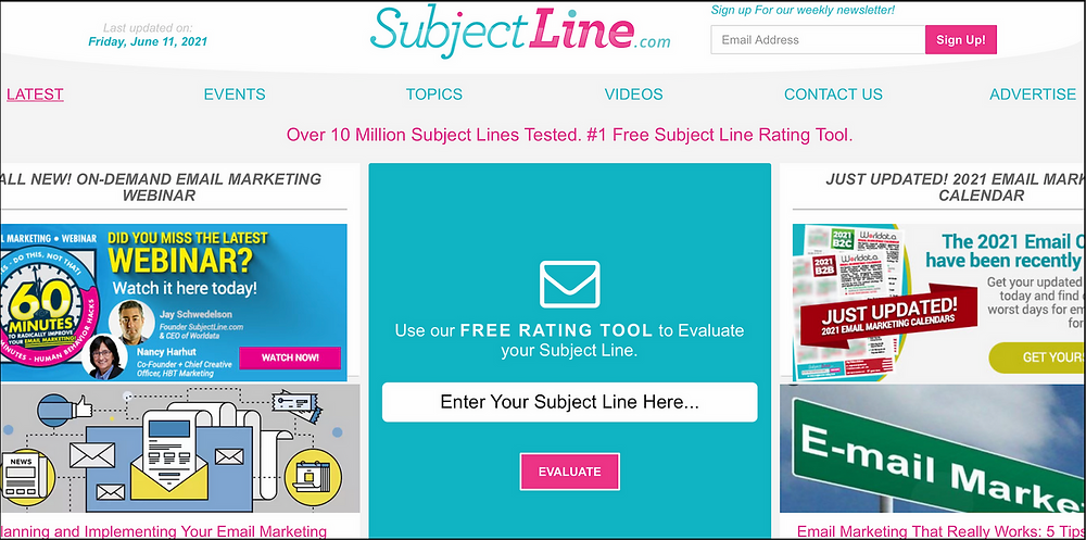 A free rating tool to evaluate your Subject Line