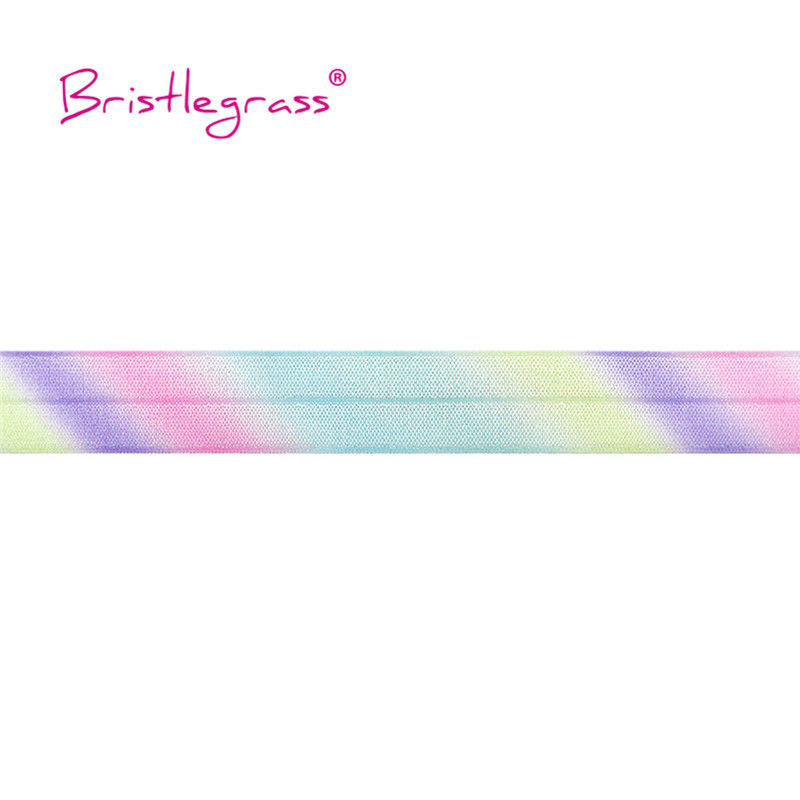 Thumbnail: BRISTLEGRASS 2 5 10 Yard 3/4" 20mm Pastel Rainbow Print FOE Fold Over Elastics S