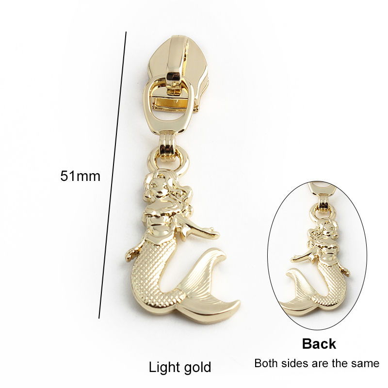 Thumbnail: 5# Zipper Slider For Nylon Zipper Tape Bag Decor Zipper Pulls Mermaid