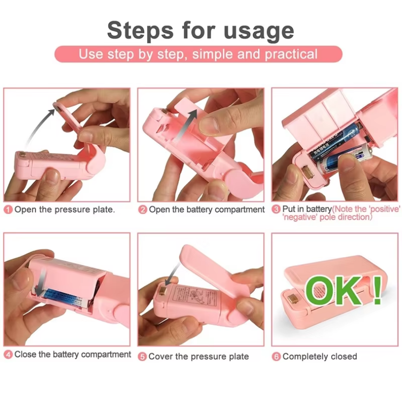 Thumbnail: Portable Mini Heat Sealer Handheld Plastic Snack Bag Sealer Household Food Stora