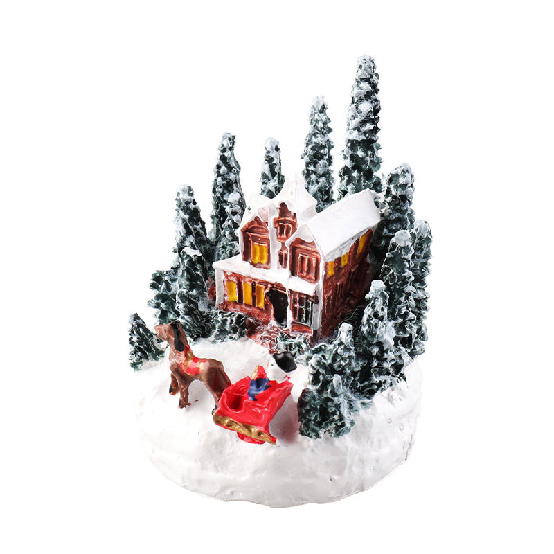 Christmas LED Light Ornaments Santa Castle Snow House Luminous Crafts 2024 New Y