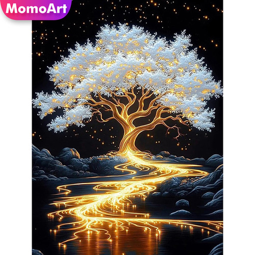 Momoart Diamond Embroidery Tree Landscape Suitable for Beginners Diamond Mosaic | Lord's Custom Products