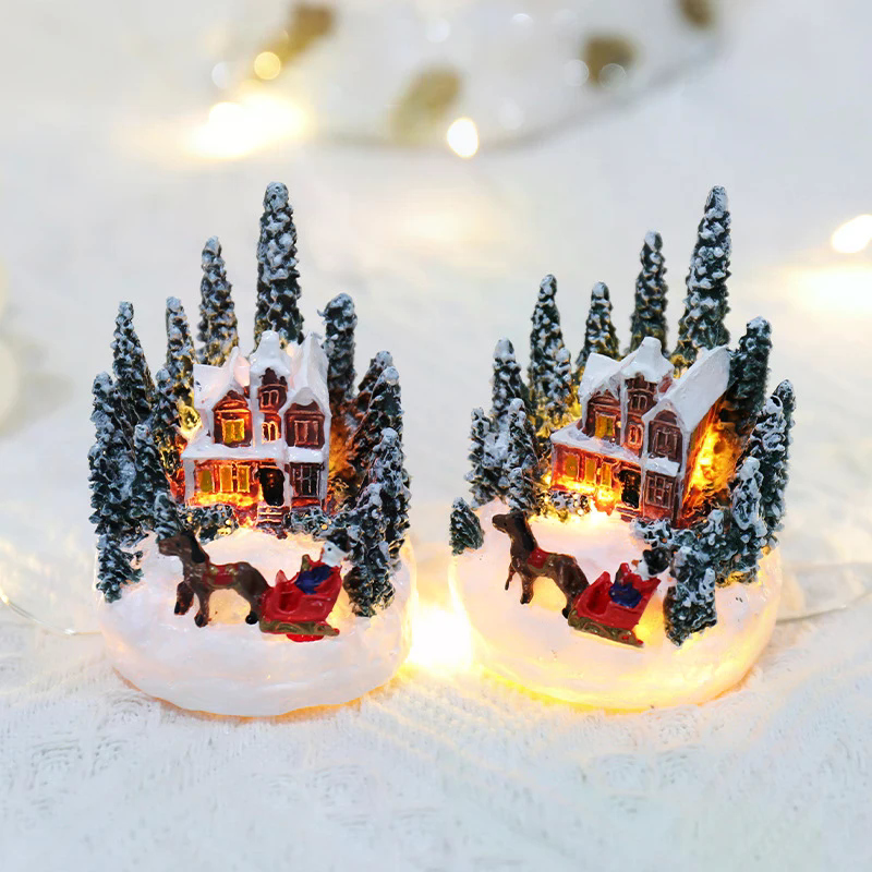 Thumbnail: Christmas LED Light Ornaments Santa Castle Snow House Luminous Crafts 2024 New Y