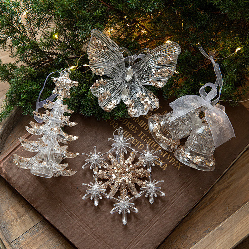 Christmas Ornaments Tree Decorations Hanging Acrylic Snowflake Ornaments Elk Dro