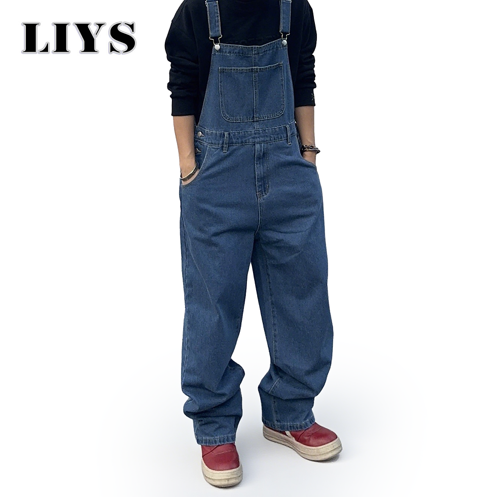 Thumbnail: Overalls for Men Denim Suspenders Simple Baggy Jeans Men's Street Casual Solid M