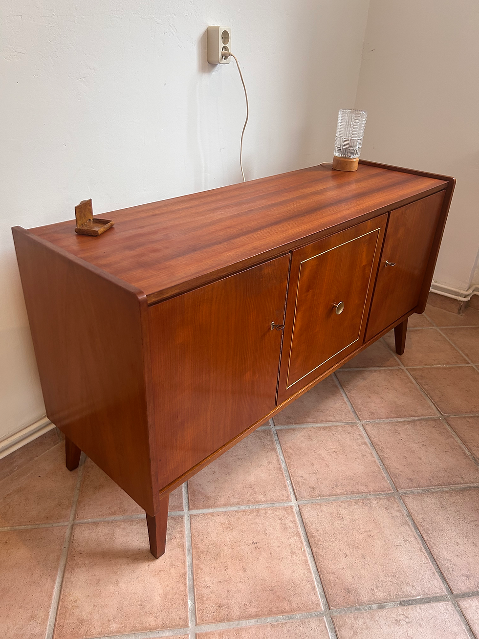 Miniaturbild: Kommode Sideboard vintage midcentury 1960er DDR Vollholz Messing