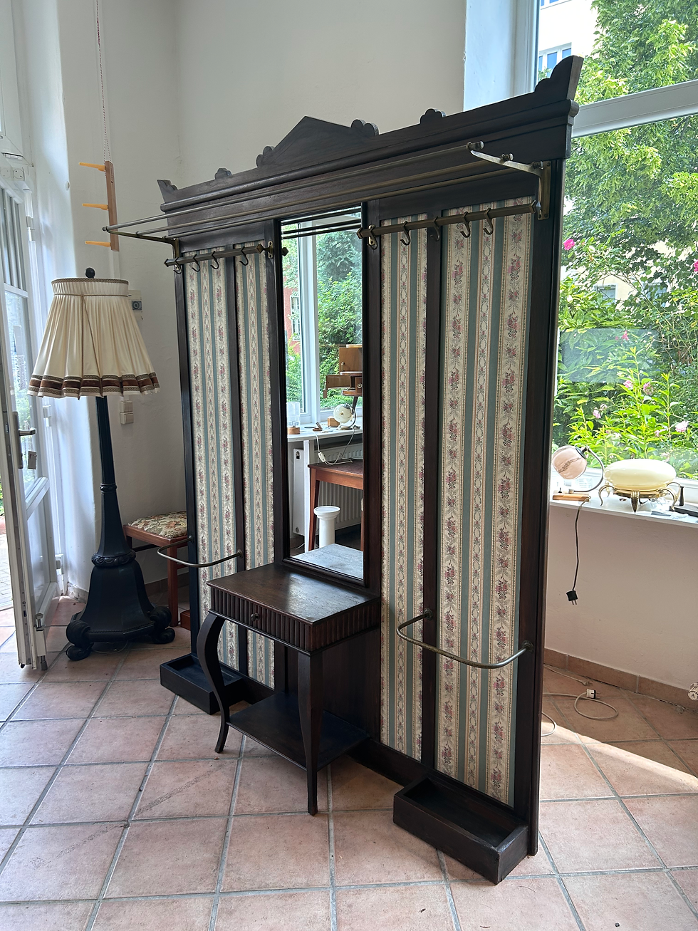 Garderobe art déco antik 1920er Vollholz vintage Spiegel Hutablage