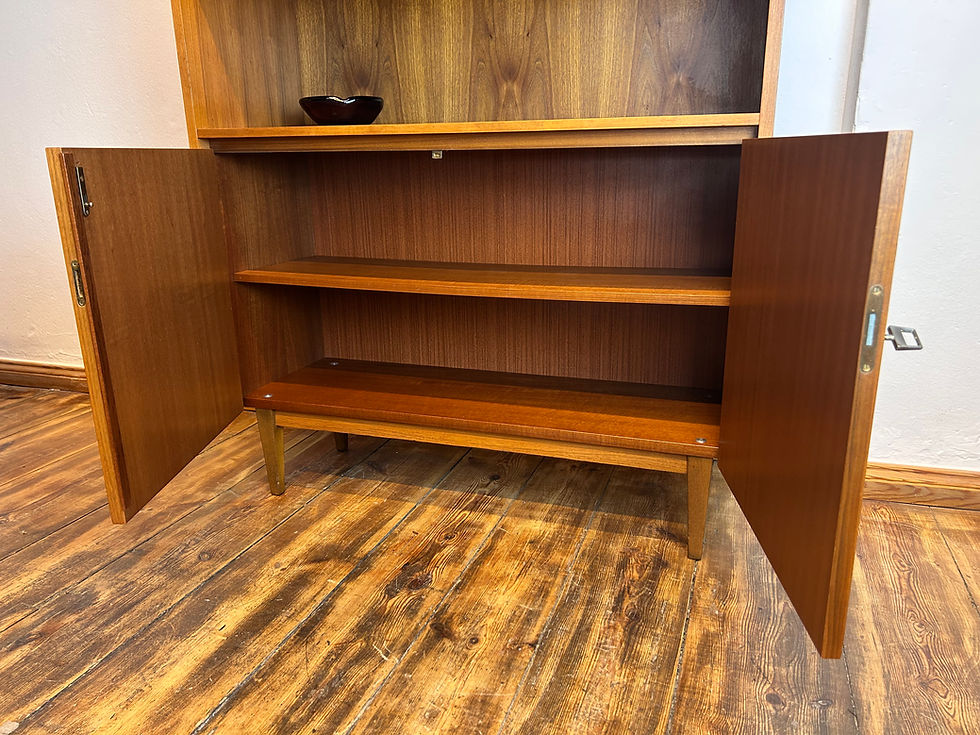 Miniaturbild: Vitrine Bücherregal Kommode vintage midcentury Highboard Eiche Glas