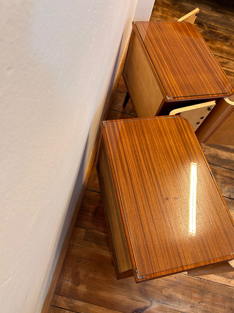 Miniaturbild: 2 x Nachttisch midcentury vintage DDR Heidenau 60er Vollholz