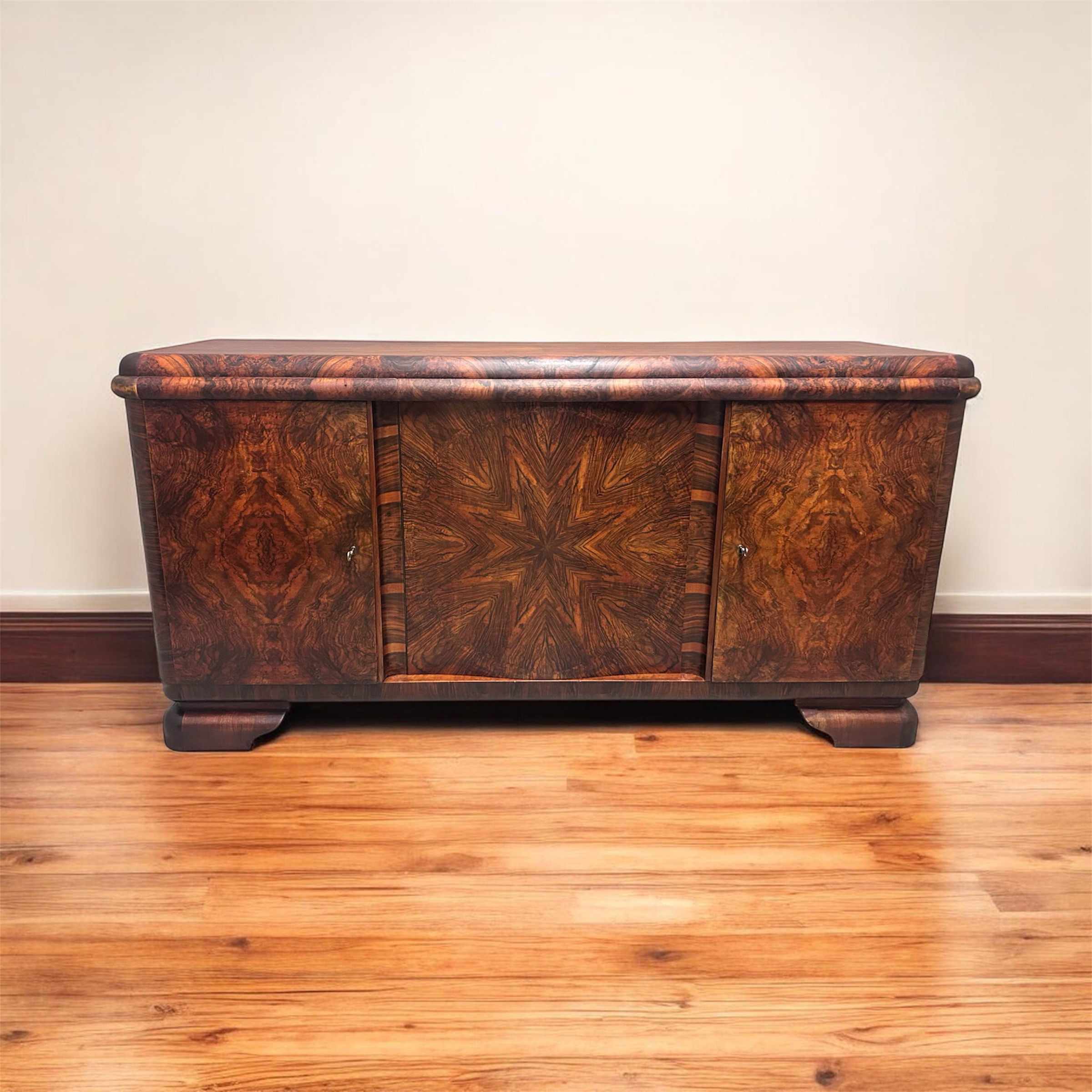 Art Déco Buffet antik um 1930 – Wurzelholz Anrichte mit Marmorplatte Berlin