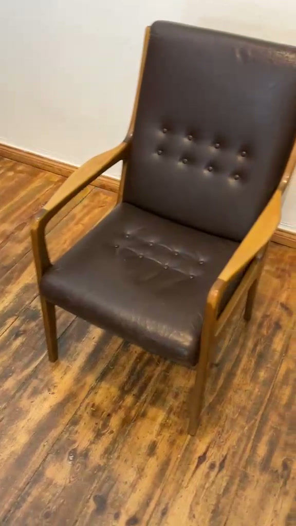 video des braunen Leder sessel mid-century eugen schmidt