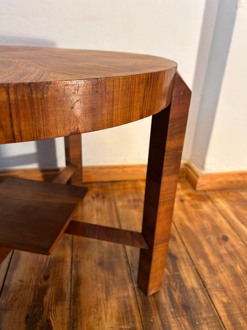 Miniaturbild: Couchtisch artdeco Vollholz vintage antik Bauhaus rund