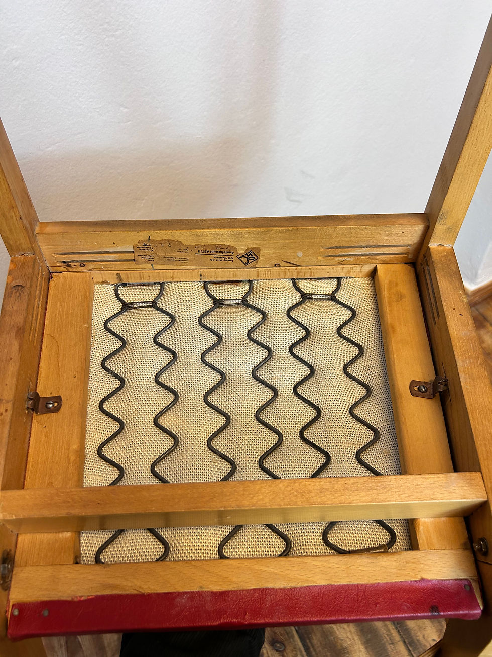 Miniaturbild: Original Mid Century Stuhl vintage Leder | 1960er Vollholz
