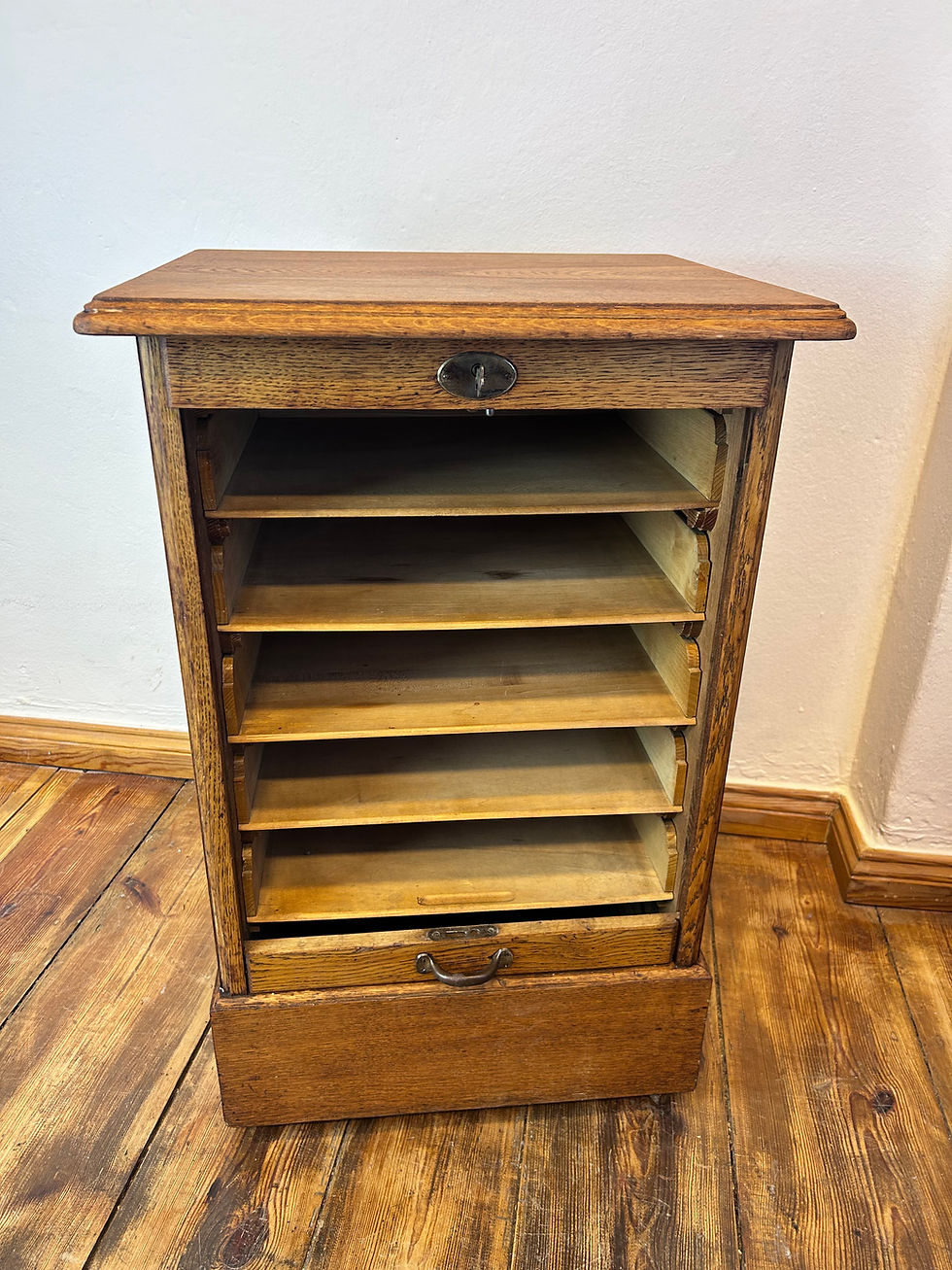 Miniaturbild: Aktenschrank Rolladenschrank antik Eiche vintage Rollen Vollholz