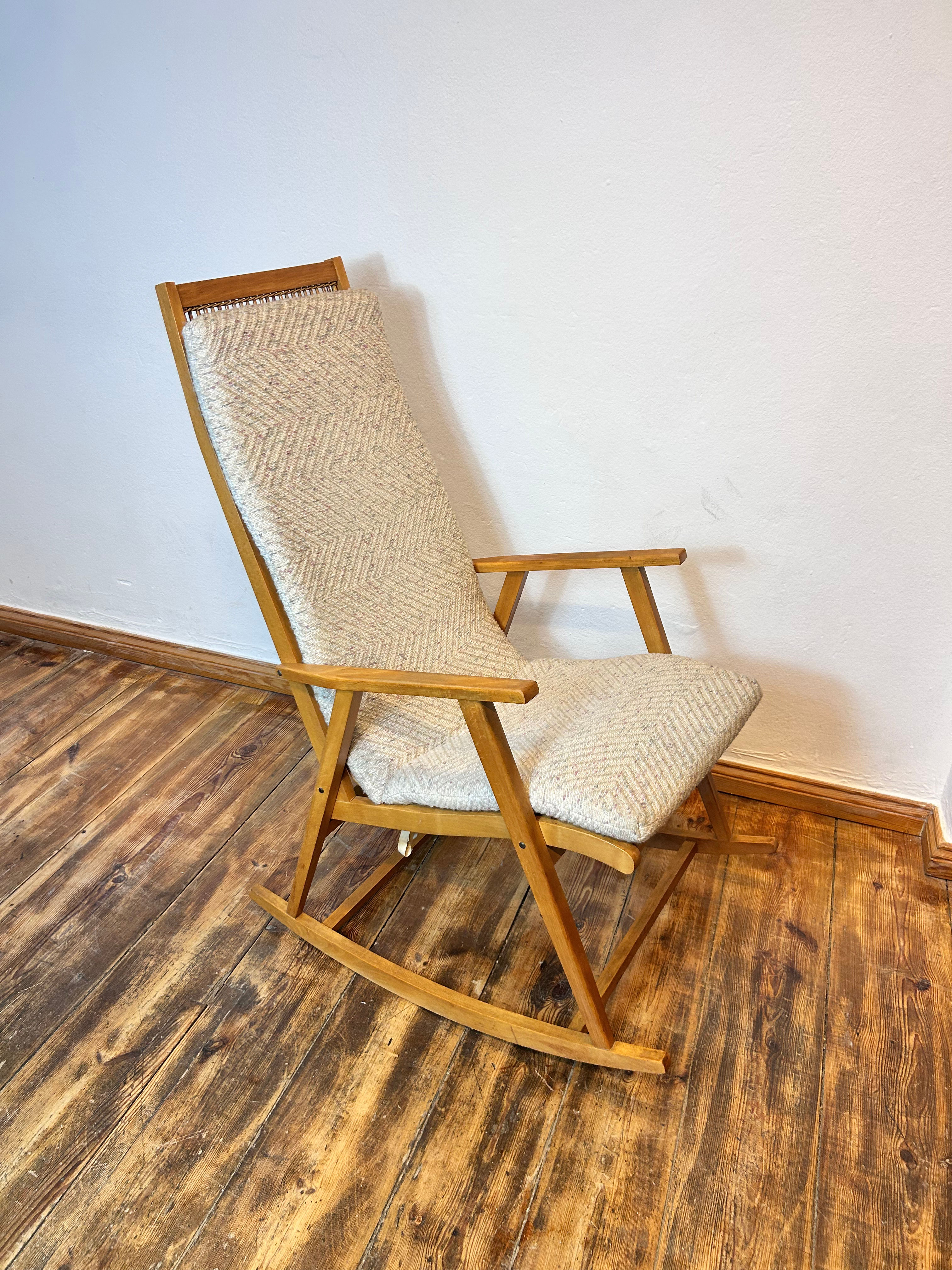 Original Mid Century Schaukelstuhl Hellerau vintage | 1960er Vollholz