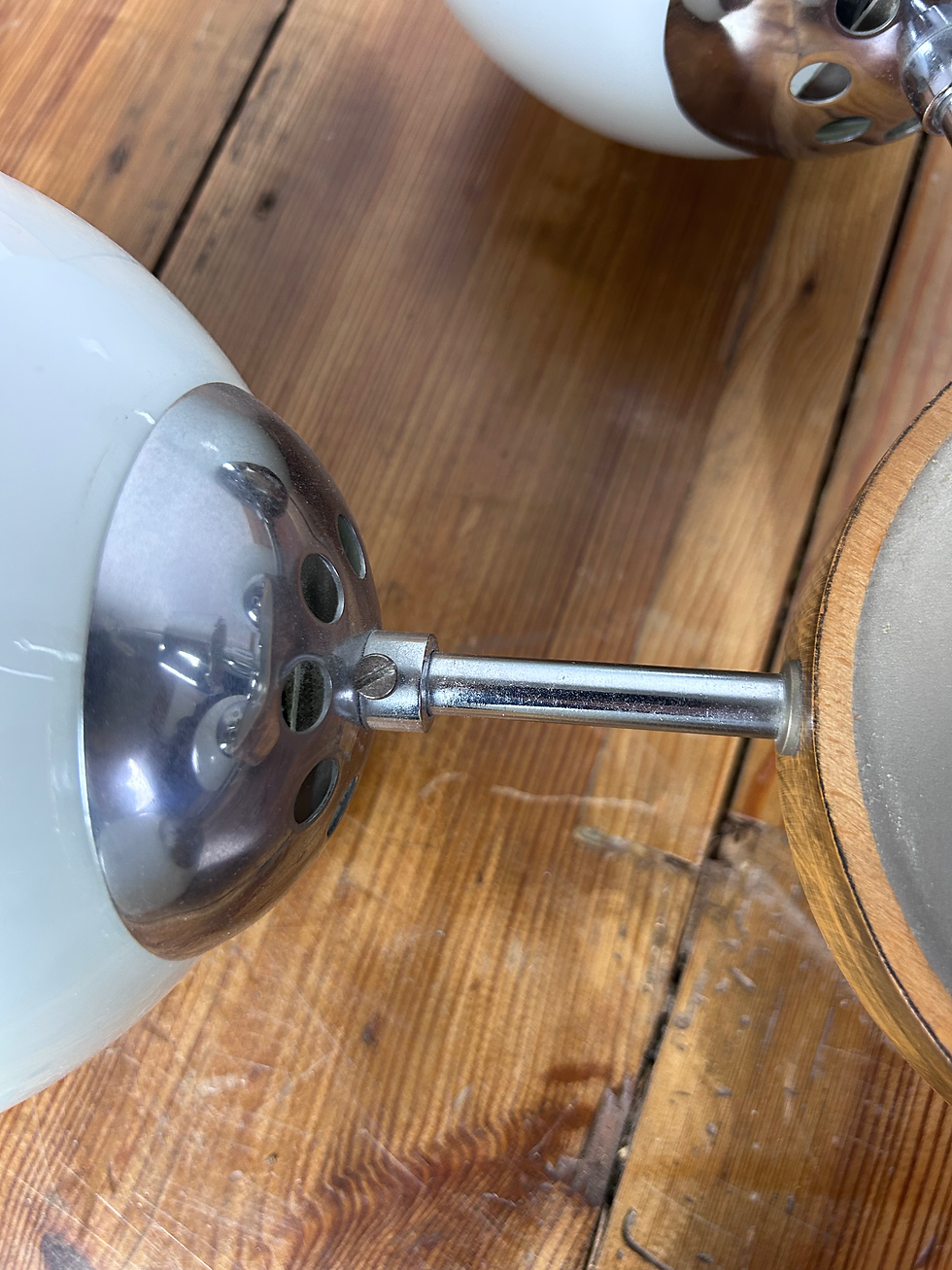 Miniaturbild: Lampe Sputnik Decke midcentury DDR 1970er vintage Glas Holz