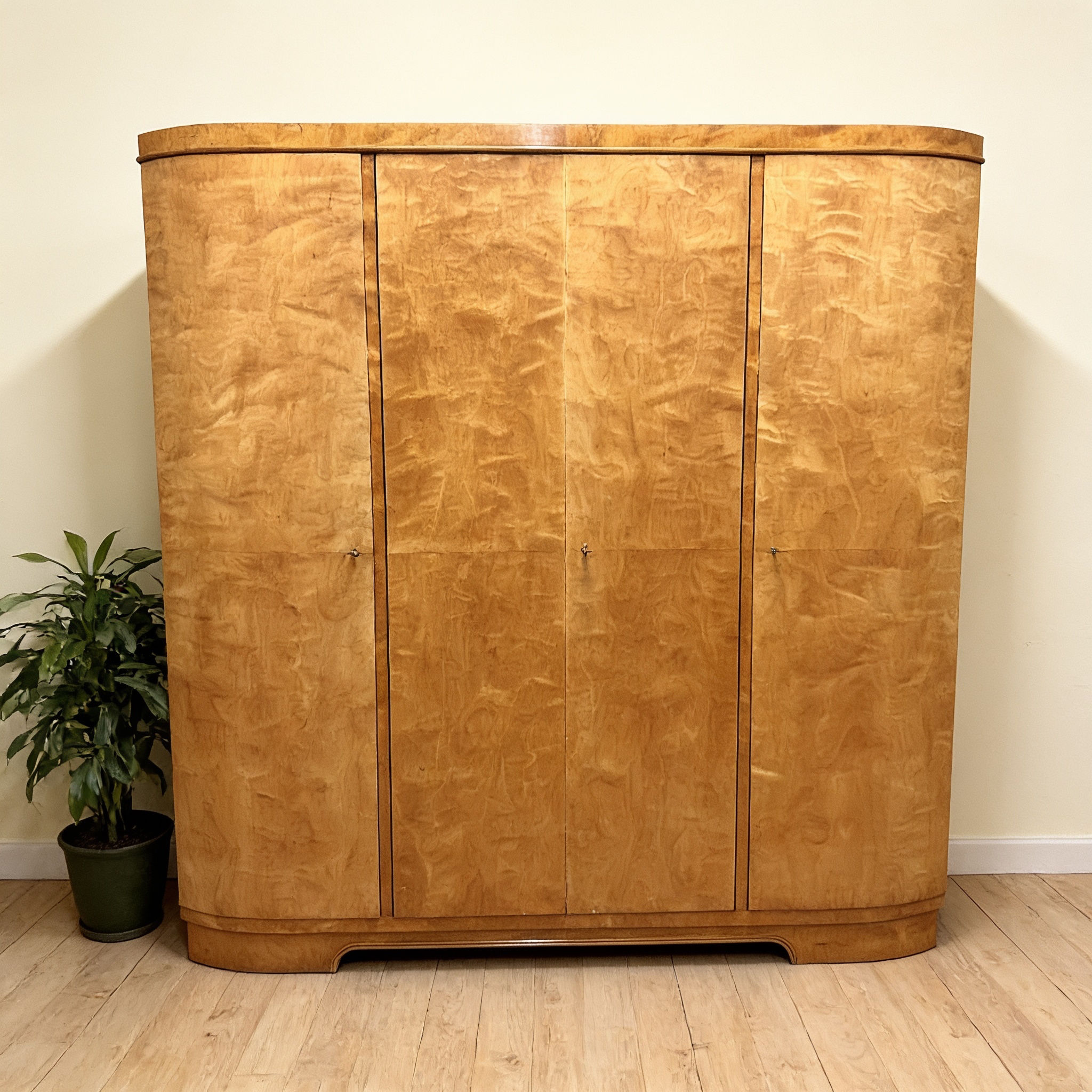Imposanter Mid-Century Kleiderschrank – Honiggoldenes Edelholz-Unikat (1950er)