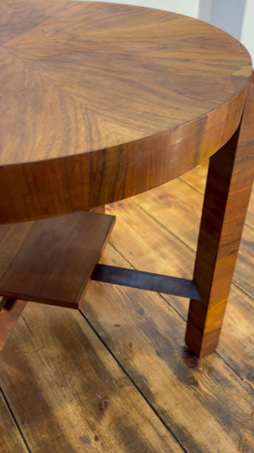 Miniaturbild: Couchtisch artdeco Vollholz vintage antik Bauhaus rund