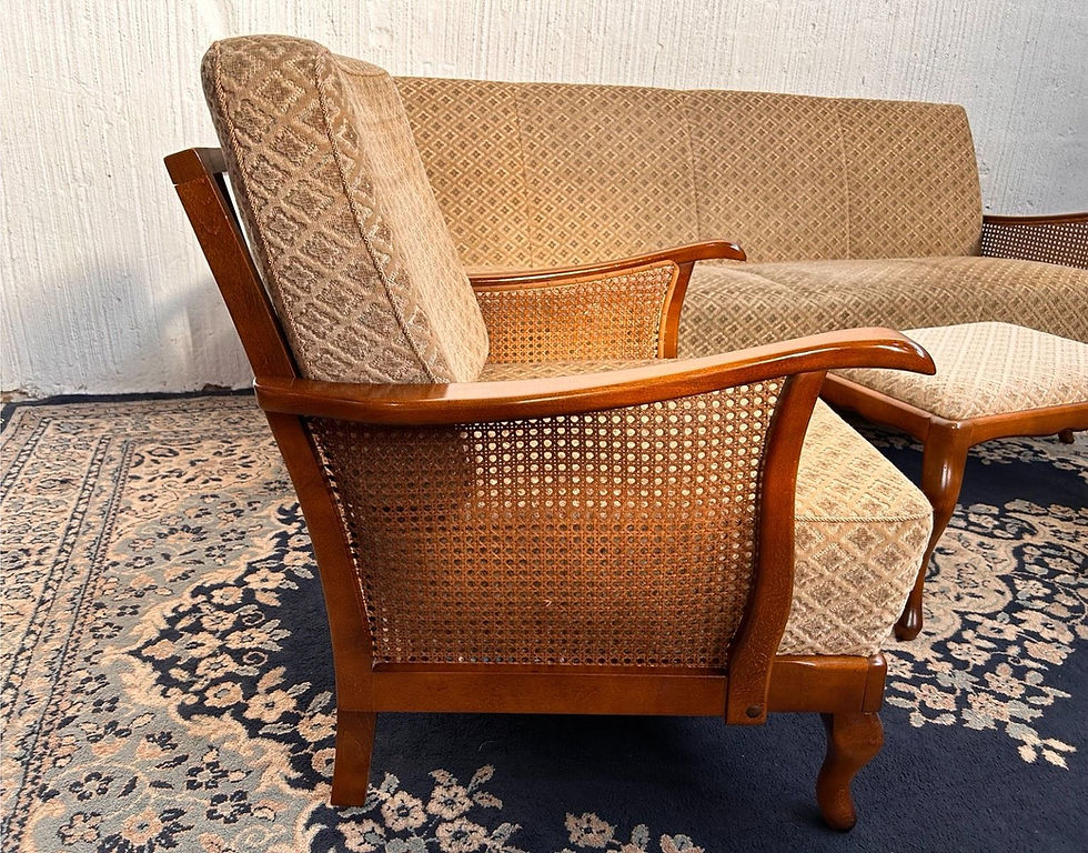 Miniaturbild: Chippendale Couch Sessel Hocker vintage Korb Geflecht