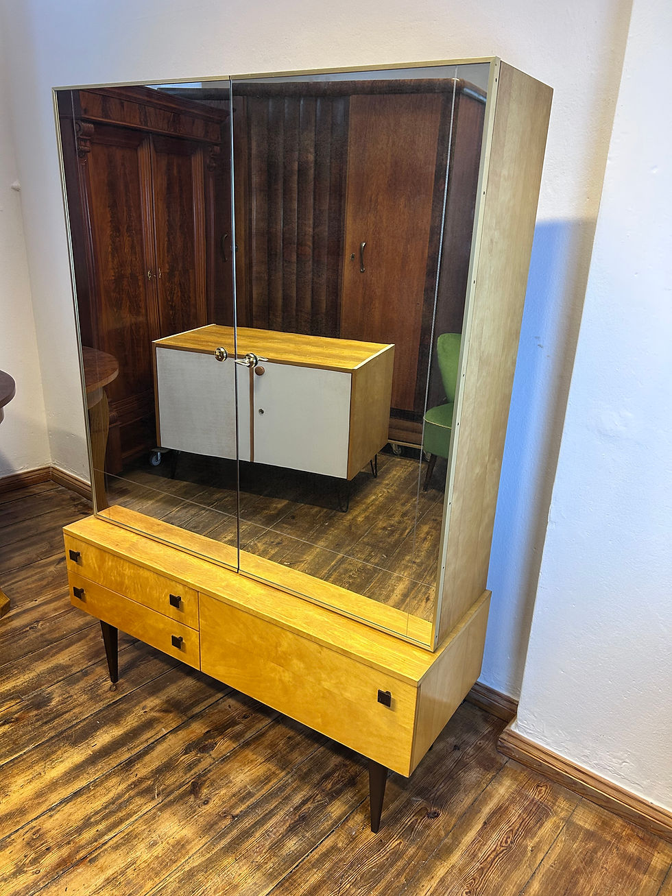 Miniaturbild: Kommode Spiegelschrank Sideboard midcentury vintage 1960er