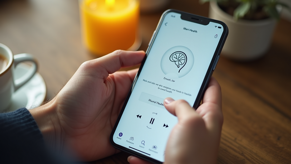 Close-up view of a smartphone displaying a mental health app interface