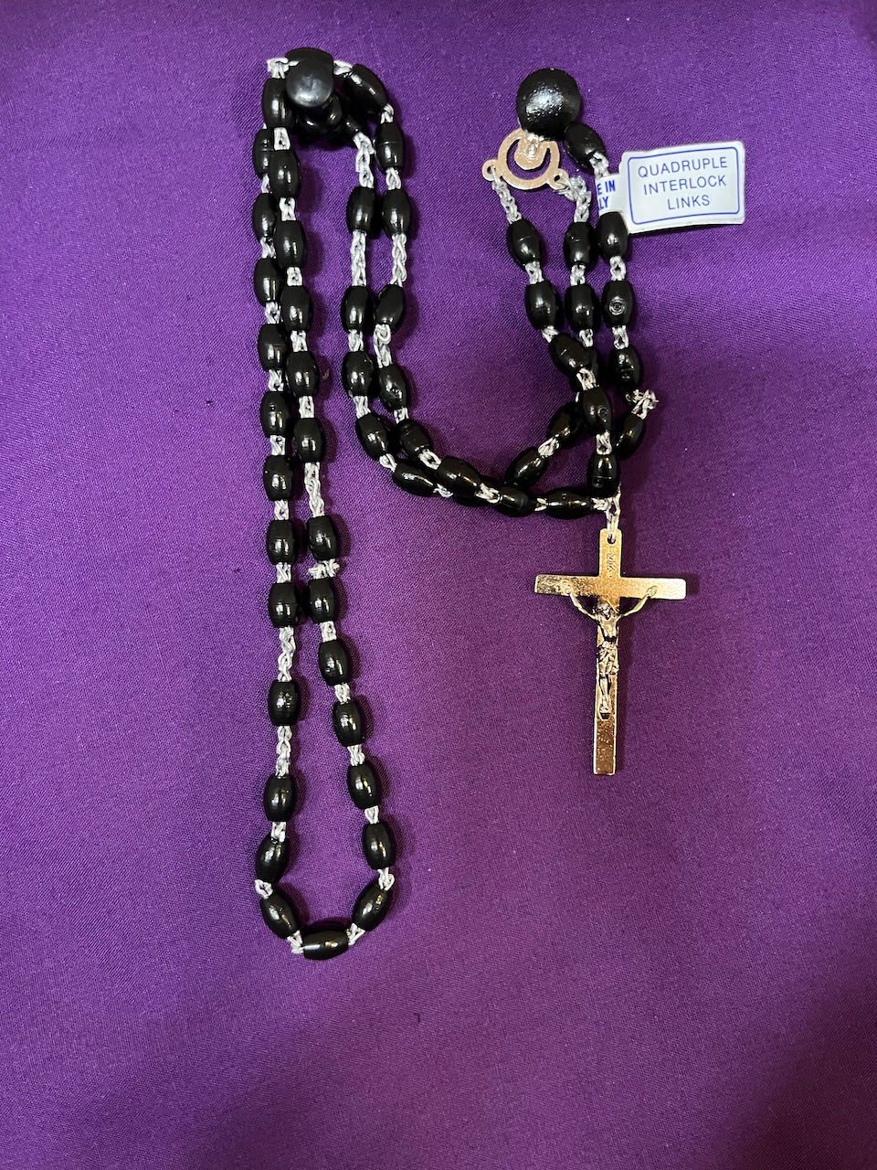 Black plastic rosary beads